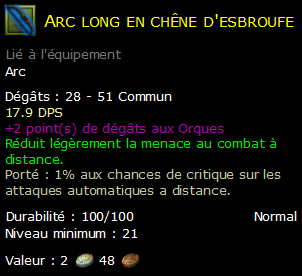 Arc long en chêne d'esbroufe