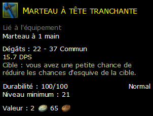 Marteau à tête tranchante