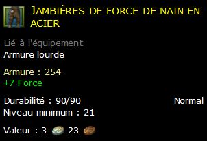 Jambières de force de nain en acier