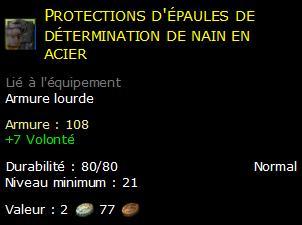 Protections d'épaules de détermination de nain en acier