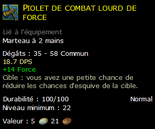 Piolet de combat lourd de force