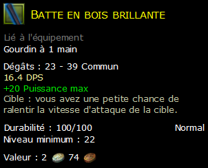 Batte en bois brillante