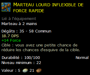 Marteau lourd inflexible de force rapide