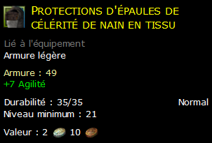 Protections d'épaules de célérité de nain en tissu