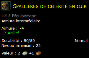 Spallières de célérité en cuir