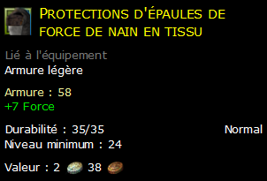 Protections d'épaules de force de nain en tissu