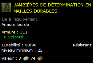 Jambières de détermination en mailles durables