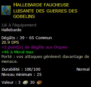 Hallebarde faucheuse luisante des guerres des gobelins