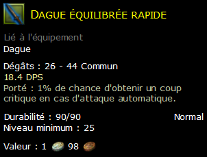 Dague équilibrée rapide