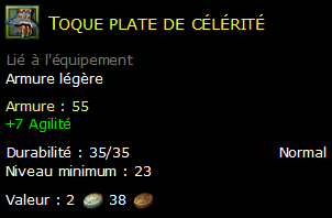 Toque plate de célérité