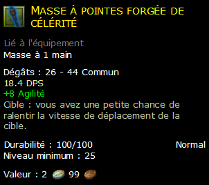 Masse à pointes forgée de célérité