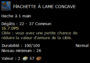 Hachette à lame concave