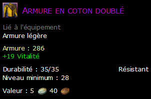 Armure en coton doublé