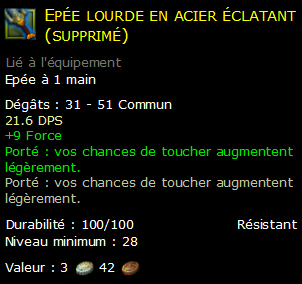 Epée lourde en acier éclatant (supprimé)