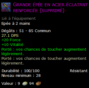 Grande épée en acier éclatant renforcée (supprimé)