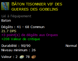 Bâton tisonnier vif des guerres des gobelins