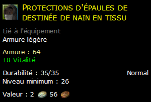 Protections d'épaules de destinée de nain en tissu