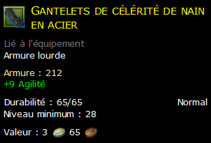 Gantelets de célérité de nain en acier