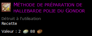 Méthode de préparation de hallebarde polie du Gondor