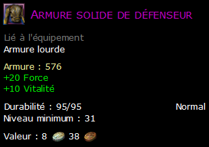 Armure solide de défenseur