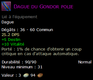 Dague du Gondor polie