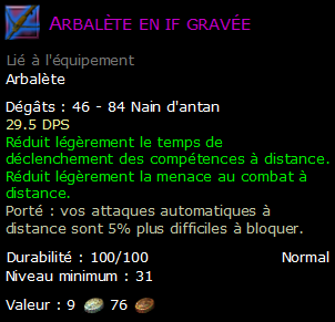 Arbalète en if gravée