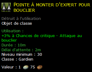 Pointe à monter d'expert pour bouclier