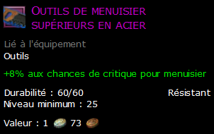 Outils de menuisier supérieurs en acier