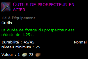 Outils de prospecteur en acier