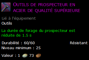 Outils de prospecteur en acier de qualité supérieure