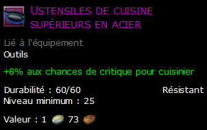 Ustensiles de cuisine supérieurs en acier