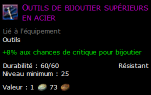 Outils de bijoutier supérieurs en acier