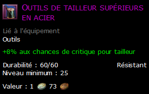 Outils de tailleur supérieurs en acier