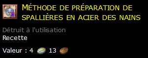 Méthode de préparation de spallières en acier des nains