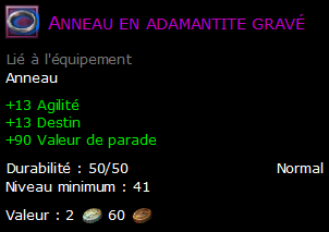 Anneau en adamantite gravé