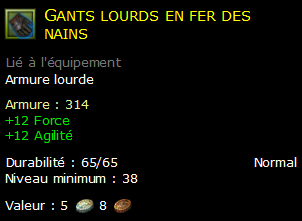 Gants lourds en fer des nains