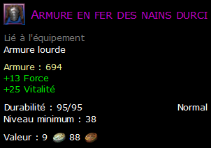 Armure en fer des nains durci