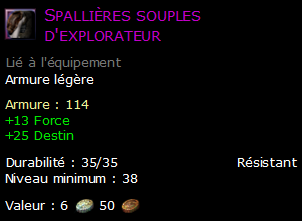 Spallières souples d'explorateur