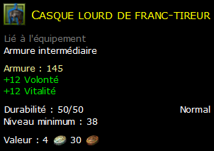 Casque lourd de franc-tireur