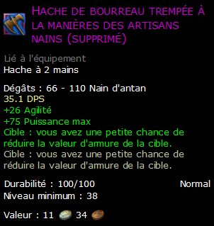 Hache de bourreau trempée à la manières des artisans nains (supprimé)