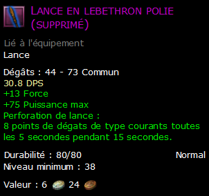 Lance en lebethron polie (supprimé)