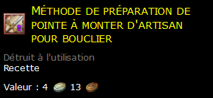 Méthode de préparation de pointe à monter d'artisan pour bouclier