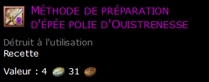 Méthode de préparation d'épée polie d'Ouistrenesse