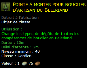 Pointe à monter pour bouclier d'artisan du Beleriand