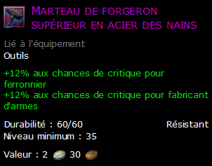 Marteau de forgeron supérieur en acier des nains