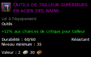 Outils de tailleur supérieurs en acier des nains