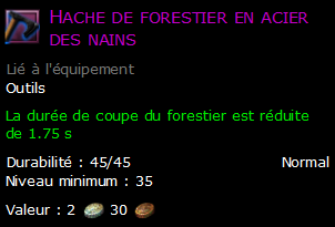 Hache de forestier en acier des nains