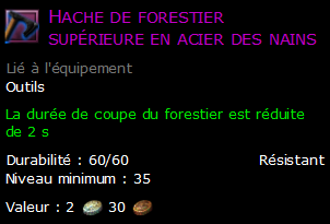 Hache de forestier supérieure en acier des nains