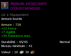 Armure résistante d'Ouistrenesse