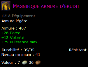 Magnifique armure d'érudit